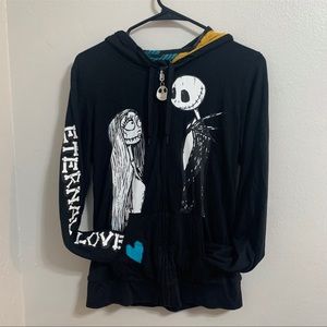 Reversible Jack and Sally Zip Up Hoodie Disney Nightmare Before Christmas